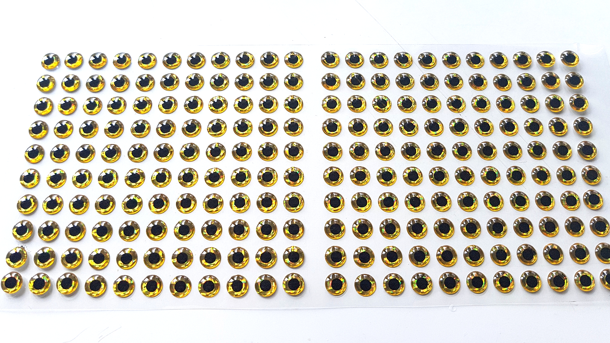 Prism-Gold-9mm-220-auf-Karte MIKATECH Epoxy 3D Augen 10mm Prism Gold 144er Karte