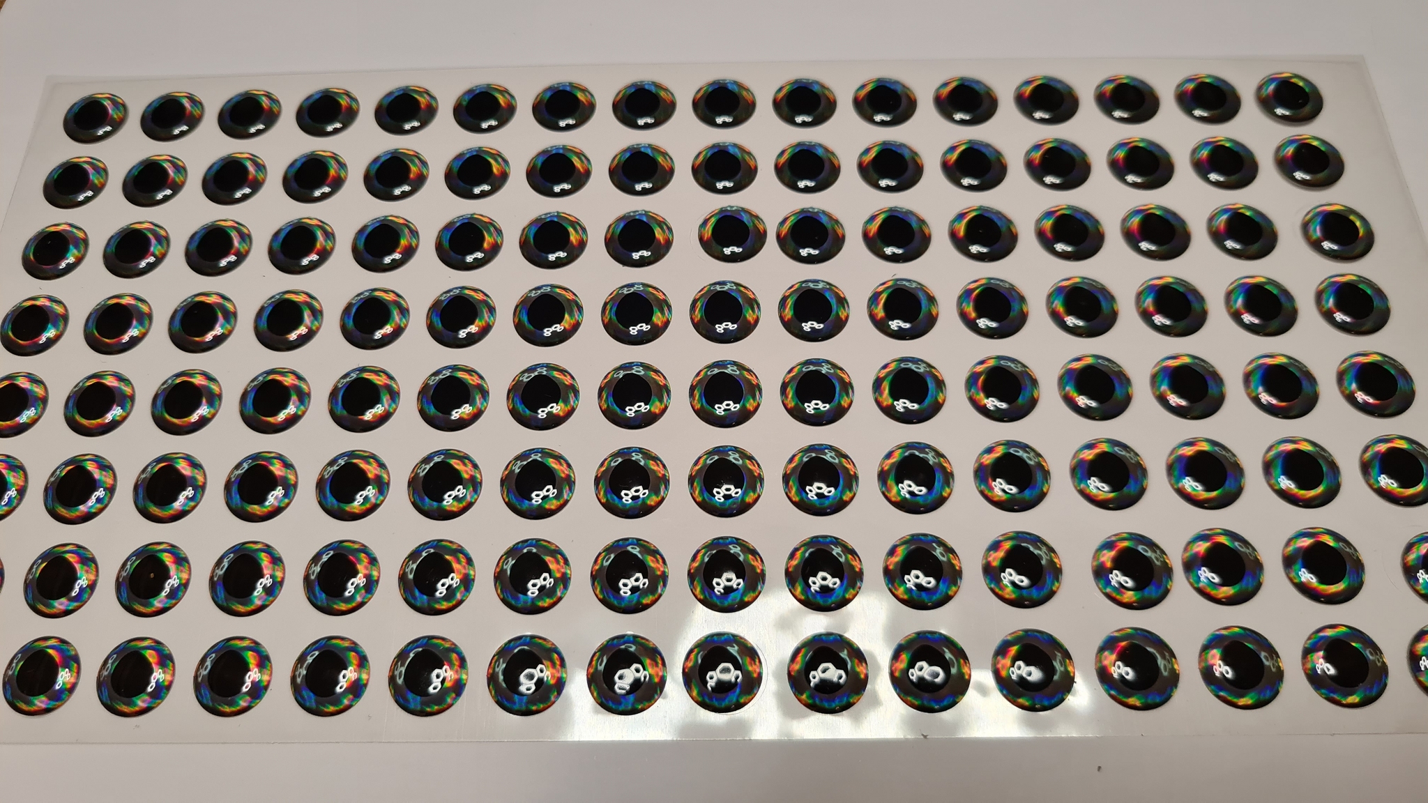 MIKATECH Epoxy 3D Augen 14mm Natural Silver Karte 84 Stück