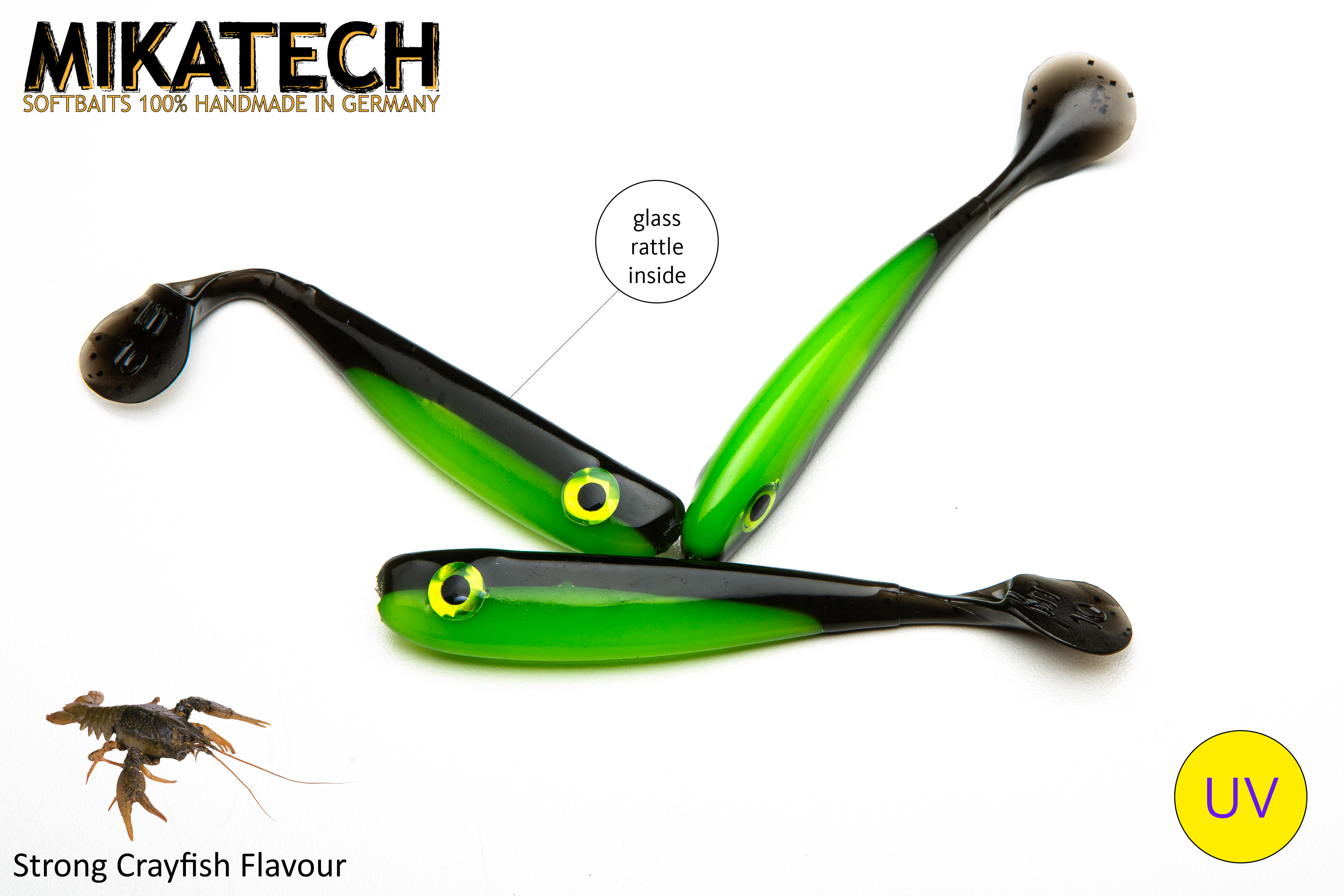 MIKATECH Real Shad 10 cm Green Pumpkin Chartreuse UV MIKATECH Real Shad 10 cm Green Pumpkin Chartreuse UV